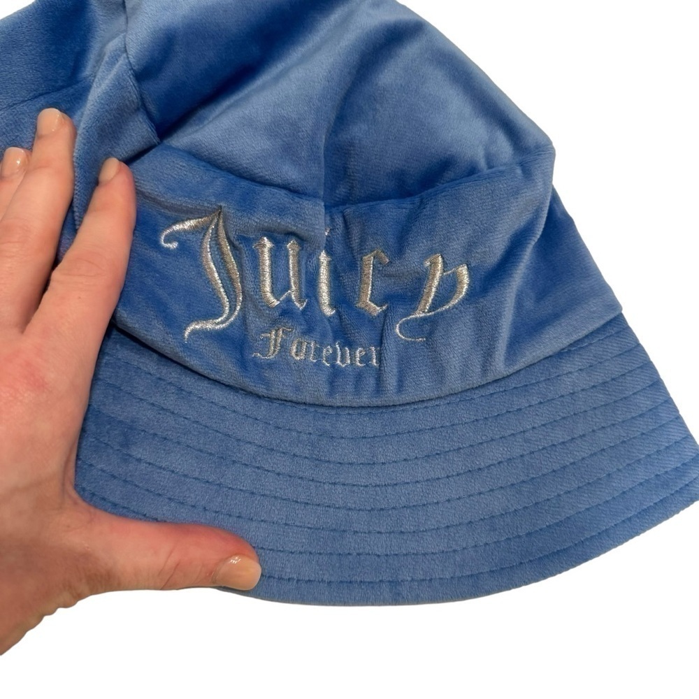 JUICY COUTURE X FOREVER 21 90s Y2K Blue Velour Bucket Hat NWT - Picture 4 of 5